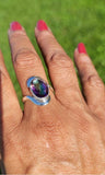 Mystic Topaz Sterling Silver Ring, Handcrafted Size 7