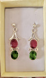 Sterling Silver Ruby and Topaz Drop Earrings: Handmade Gemstone Jewelry