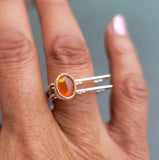 Handmade Sterling Silver Carnelian Ring: Cutout Crosses, Stackable Statement