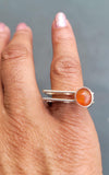Carnelian Sterling Silver Stackable Ring: Handmade Cross Cutout Band