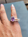 Amethyst Square Ring: February Birthstone, Crown Chakra Jewelry