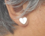 Handmade Sterling Silver Heart Stud Earrings: Dainty Love Jewelry