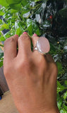 Pink Rose Quartz Sterling Silver Ring: Handmade Statement Jewelry