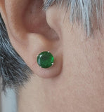 Emerald Crystal Sterling Silver Stud Earrings: Handmade Birthstone Jewelry