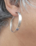 Sterling silver hoop earrings, matte finished lever back hoop, Mothers gift for her