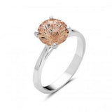 Champagne Cubic Zirconia Ring: Sterling Silver Flower Cut Birthstone