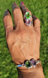 Handmade Sterling Silver Topaz Bangle Bracelet: Pink & Green Gem Necklace