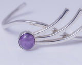 Handmade Silver Amethyst Cuff Bracelet: Modern Elegant Design
