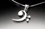 Sterling Silver Bass Clef Necklace - Handmade Music Pendant