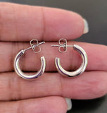 Sterling Silver Hoop Earrings: Half Inch Diameter, Everyday Wear
