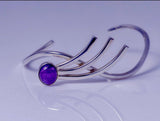 Handmade Silver Amethyst Cuff Bracelet: Modern Elegant Design