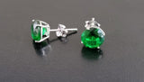 Emerald Crystal Sterling Silver Stud Earrings: Handmade Birthstone Jewelry