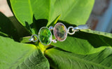 Handmade Sterling Silver Topaz Bangle Bracelet: Pink & Green Gem Necklace