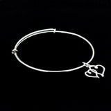 Sterling Silver Heart Charm Bracelet: Intertwined Hearts, Minimalist Jewelry