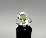 Faceted Oval Peridot Ring: Handmade Sterling Silver August Birthstone