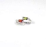 Sterling Silver Statement Ring: Red & Green Gemstones, Handmade