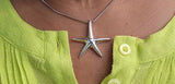 Sterling Silver Palm Tree Starfish Pendant: Ocean Jewelry Gift