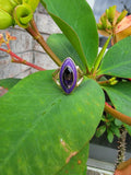 14kt Gold Amethyst Ring: Marquise Charoite Stone, Size 8.5