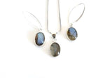 Handmade Sterling Silver Labradorite Jewelry Set: Earrings & Necklace