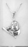 Sterling Silver Baseball Cap Pendant Necklace