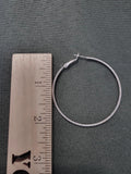 Large Silver Hoop earrings, Round diamond cut style, Christmas Day Gift for her