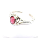 Valentines Day Gift, Pink Rutilated Quartz Cuff Bracelet: Handmade Sterling Silver Adjustable Jewelry