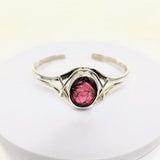 Valentines Day Gift, Pink Rutilated Quartz Cuff Bracelet: Handmade Sterling Silver Adjustable Jewelry