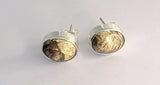 Handmade Tan Jasper Sterling Silver Post Earrings