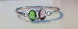 Handmade Sterling Silver Topaz Bangle Bracelet: Pink & Green Gem Necklace