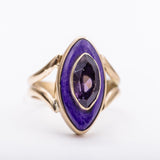 14kt Gold Amethyst Ring: Marquise Charoite Stone, Size 8.5