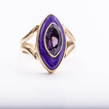 14kt Gold Amethyst Ring: Marquise Charoite Stone, Size 8.5