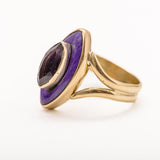 14kt Gold Amethyst Ring: Marquise Charoite Stone, Size 8.5