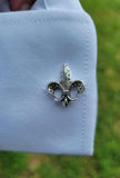 Fleur de Lis Tie Cuff Links: Handmade Sterling Silver, New Orleans Jewelry