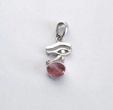 Sterling Silver Eye of Horus Pendant: Pink Topaz Amulet of Protection