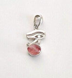 Sterling Silver Eye of Horus Pendant: Pink Topaz Amulet of Protection