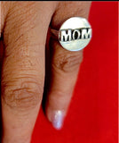 Engraved MOM Sterling Silver Ring