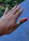Handmade Sterling Silver Band Ring: Black Accent Wedding Band
