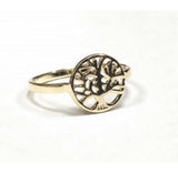 Handmade Sterling Silver Tree of Life Ring, Gold Overlay