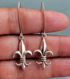 Sterling Silver Fleur de Lis Dangle Earrings: Louisiana Symbol Jewelry
