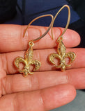 Gold Fleur de Lis Earrings: Handmade Sterling Silver, New Orleans Jewelry