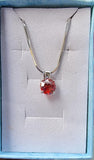 Red Crystal Pendant: Sterling Silver July Birthstone Jewelry