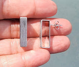Matte Silver Rectangular Hoop Earrings: Modern Geometric Post Earrings