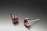 Ruby Red Crystal Sterling Silver Stud Earrings, July Birthstone