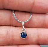 Blue Sapphire Color Sterling Silver Necklace: Handmade Minimalist Jewelry