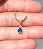Blue Sapphire Color Sterling Silver Necklace: Handmade Minimalist Jewelry