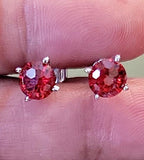 Ruby Red Crystal Sterling Silver Stud Earrings, July Birthstone