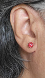 Ruby Red Crystal Sterling Silver Stud Earrings, July Birthstone