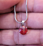 Red stud earrings and pendant necklace, sterling silver, January birthstone jewelry, birthday gift