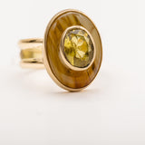 14kt Gold Ring: Citrine & Amber Stone, Size 8