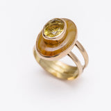 14kt Gold Ring: Citrine & Amber Stone, Size 8